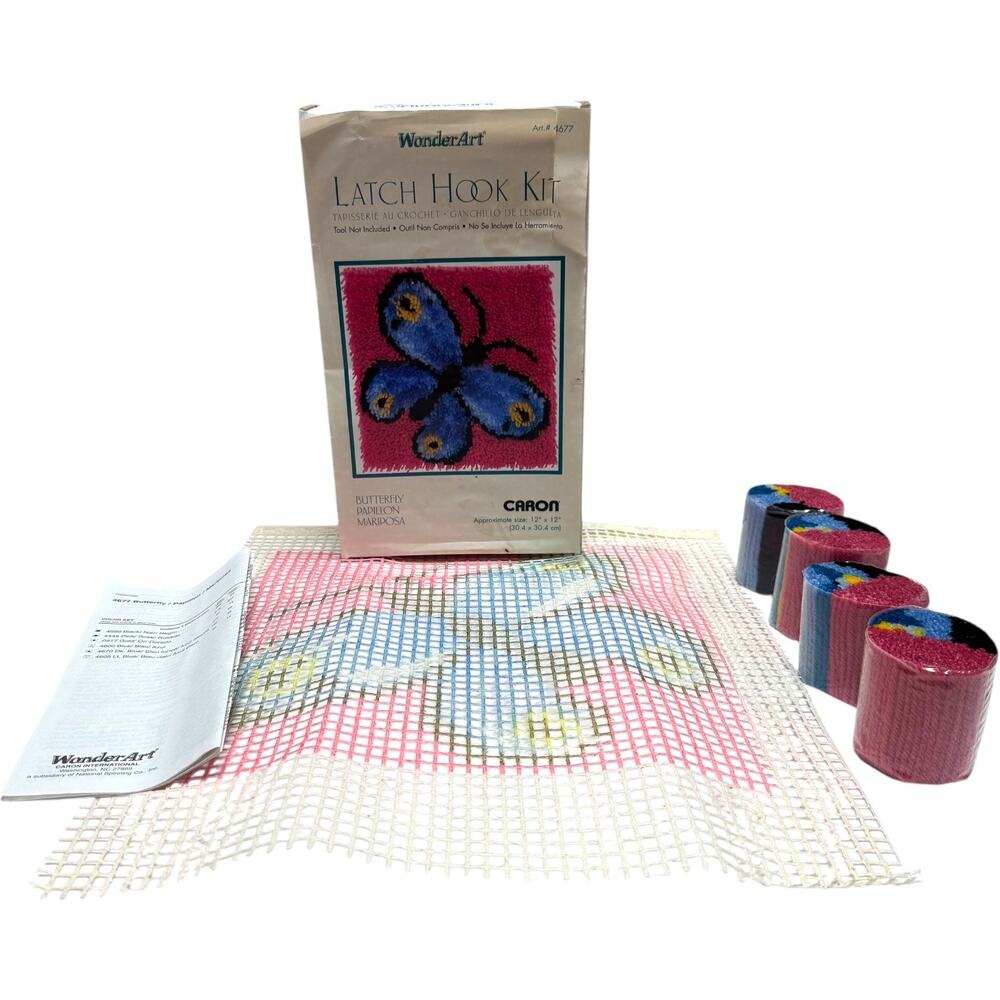 WonderArt Latch Hook Kit 4677 Butterfly 12"x12"